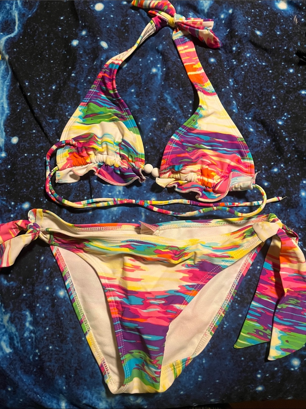 Colorful two piece bathing suit